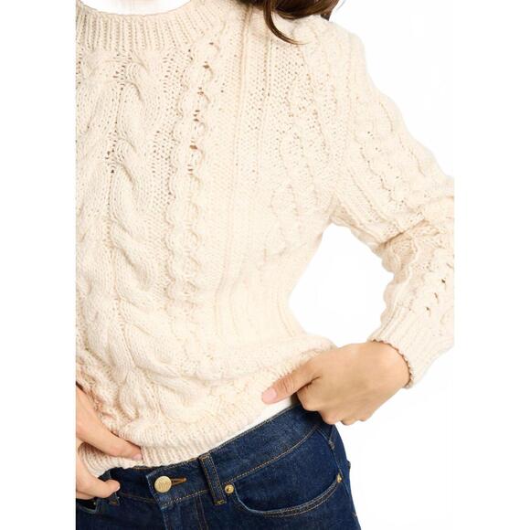 NEW MILLE rory cotton cable knit crew sweater in ivory